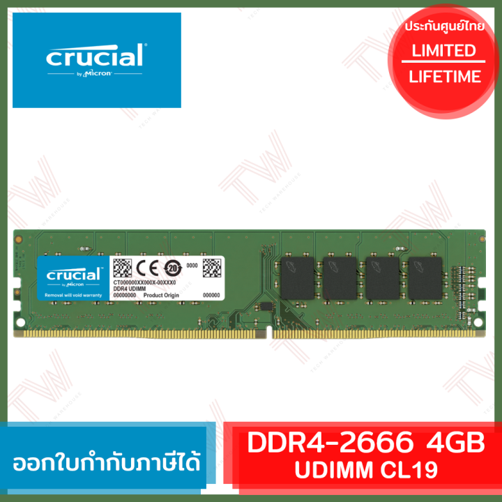 crucial-4gb-ddr4-2666-udimm-cl19-แรมสำหรับเดสก์ท็อป-ของแท้-ประกันศูนย์ไทย-lifetime-warranty