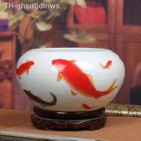 【hot】❂ Jingdezhen ceramics Fencai shallow water tank Furnishing carp figure modern decorative crafts ornaments wholesale