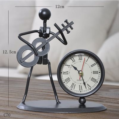 นาฬิกาโลหะแนววินเทจตกแต่งบ้านสร้างสรรค์รุ่นไอรอนคนแบบตั้งโต๊ะและนาฬิกาตั้งโต๊ะอุปกรณ์บันทึกเวลา