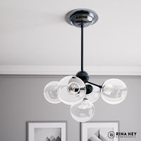 RINA HEY MADRID/5 โคมไฟ โคมไฟห้อยเพดาน โคมไฟตกแต่งเพดาน ไฟติดเพดาน Pendant lamp W45 x D45 x H35 cm – สี ดำ/แชมเปน