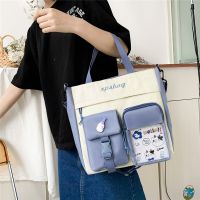 【Lanse store】Fashion Large Capacity Shoulder Bags for Students Make Up Class Canvas Crossbody Bag Women College Style