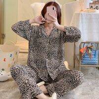 ；【‘；- Polka Dots Turn-Down Collar Pajamas Set Homewear Sleep Suit 2Pcs Shirt Pants Pj Set Cotton Summer Cardigan Home Clothing