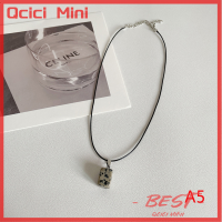 Qcici จี้คอเรียบหินวินเทจสร้อยคอหัวใจพีชสี่เหลี่ยมสีดำโซ่ไหปลาร้าเชือกสำหรับผู้หญิงและผู้ชายเครื่องประดับ