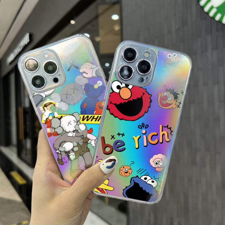 serpens-สำหรับ-xiaomi-redmi-10c-11a-12c-7-8-9t-เคส-a2-a1แฟชั่นยอดนิยม-kaws-เคสโทรศัพท์สลายเลเซอร์หมีสายรุ้งใสขอบบางเฉียบ-tpu-นุ่มเฉียบเคสกันกระแทกมีสีสันในตัวฝาบัตรเลเซอร์