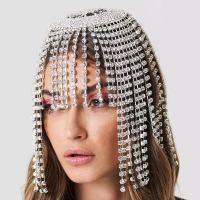 Spot parcel post European and American Fashion Rhinestone Headdress Exaggerated Tassel Hair Accessories Ethnic Style Special-Interest Design Graceful Online Influencer Rhinestone Headdress