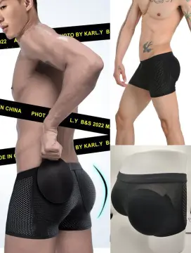Men Trunks Built-in Fake Butt Hip Lifter Enhancer Shorts Briefs Padded U  Convex Pouch Mid