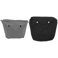 2x Waterproof Solid Canvas Inner Lining Insert Zipper Pocket for Obag O Bag Handbag Bag Deep Gray Mini &amp; Black Mini