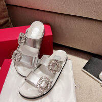 Double rhinestone square buckle platform slippers womens fashion sandals 1031