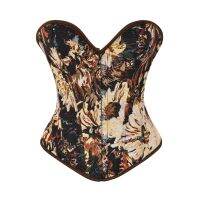 【LZ】❧  Novo corset retro monet pintura a óleo estilo ligação de borracha osso espartilho