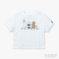 DOSH GIRLS CROPPED TOPS WE BARE BEARS เสื้อยืดครอปคอกลม แขนสั้น เด็กผู้หญิง FBBGT1005-OW