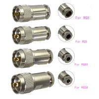 {RIRA ห้างสรรพสินค้า} 1ชิ้น UHF PL259ปลั๊กตัวผู้หนีบ RG8 LMR400 / RG5 RG6 RG8X LMR240 RG58 RG142 LMR195 RF โคซายน์ช่องต่อสายไฟ