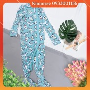Sleepsuit Bộ Body Cho Bé Cotton D.Stores Trai Gái Xanh Chó Con