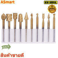 【ลดสุดใจ 】10x 3mm Shank เหล็กกล้าความเร็วสูง Burrs Wood Rotary เครื่องมือเจาะ Die Grinder Carving