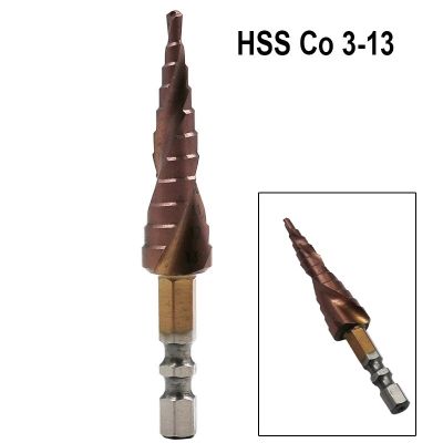3 13mm M35 Cobalt Step Drill Bit Double 1/4 Inch Hexagon Shank Double edged Spiral Groove Step Drill