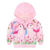 [In Stock] Unicorn เด็กชายหญิงแขนยาว Hoodie Jacketie Jacket 2023ฤดูใบไม้ร่วงฤดูหนาวใหม่เด็กการ์ตูนน่ารักพิมพ์ Hooded Zipper Jacket TA12