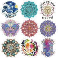 hotx【DT】 Mandala Flowers Thermo Stickers Iron Transfers Clothing Thermoadhesive T-shirts Applique Washable