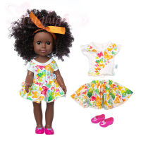 14 inch 35cm black explosive head skinny female doll African small black doll children girl toy