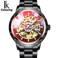 ZZOOI IK Colouring Automatic Watch for Men Skeleton Men Mechanical Wristwatches Stainless Steel Clock Relogio Masculino