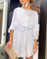 【jw】◙❇♞  Sequin Sleeve Fashion Loose Dinner Banquet Prom Gown Formal Dresses