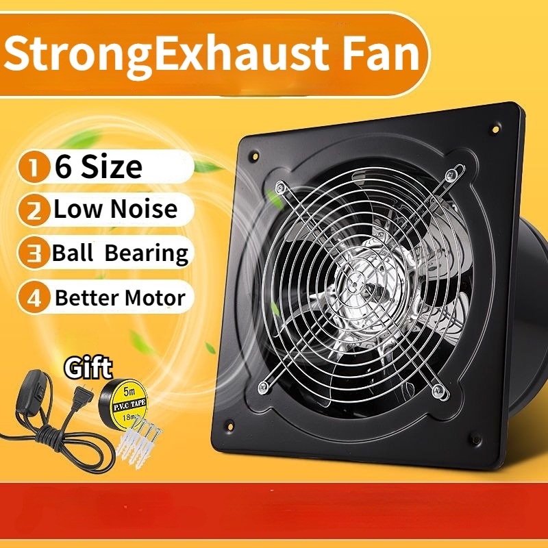 ♟  Stainless Steel Industrial Exhaust Fan Heavy Duty Industrial Exhaust Fan Toilet Kitchen Bathroom Hanging Wall Window Duct Fan Air Ventilator Extractor Blower