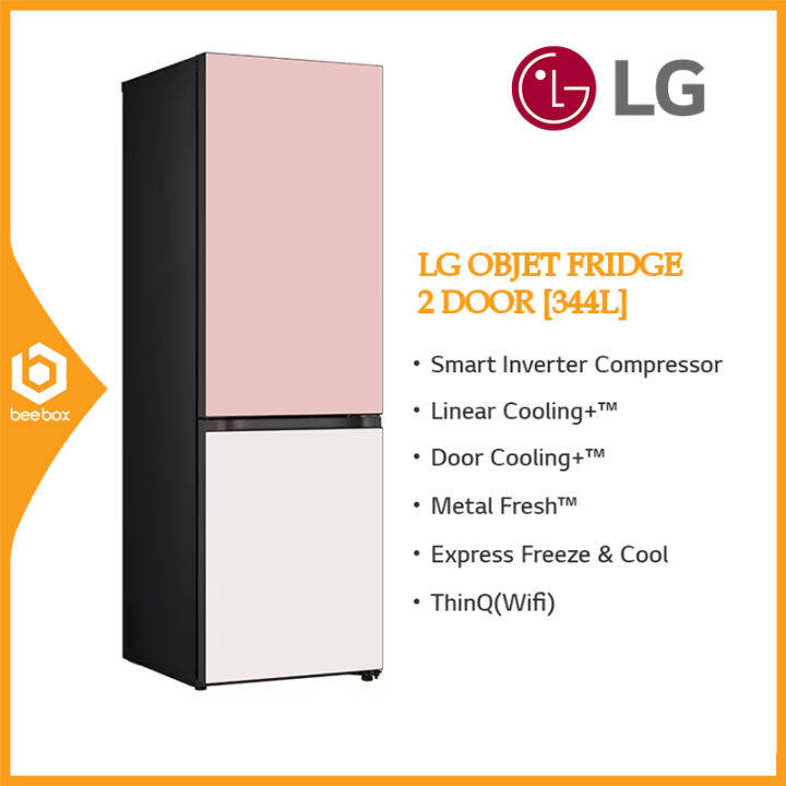 LG Bottom Freezer Fridge GCB459QG9D (344L) in Pink & Beige Finish