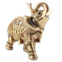 Lucky Feng Shui Wood Grain Antique Elephant Statue Sculpture Wealth Figurine Birthday Gift Home Decoration Elephant Figurine