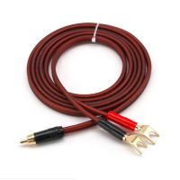 Premium Active Speaker Cable RCA to 2Y Spade Plug 2.0Pin for Sound Mixer AMP Gold Plating Banana OFC Audio Cable 1M 2M 3M 5M 8M Adapters