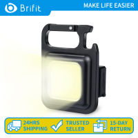 Brifit ไฟฉาย LED ขนาดเล็ก COB 800 Lumen พวงกุญแจแบบพกพาไฟฉาย USB ชาร์จใหม่ได้เหมาะสำหรับการตกปลา, เดิน, แคมป์ปิ้ง, ที่เปิดขวด, ไฟฉุกเฉินข้างถนนงานซ่อม