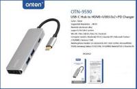 ONTEN Type C to HDMI 4K + USB 3.0 x 2 + Type C Charging Port Adapter - OTN-9590