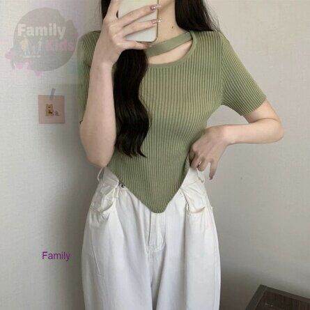 fam-เสื้อไหมพรมแขนสั้น-คอกลม-ดีเทลผ้าร่อง-สายคาดหน้า-เก๋ๆ-b835