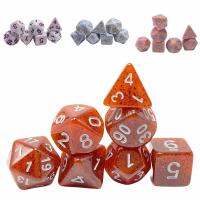 ACCLAIM 7Pcs/set ลายจุด ลูกเต๋า DND 7-Die Table Game D4 D6 D8 D10 D12 D20 ลูกเต๋าหลายด้าน ทนทานต่อการใช้งาน อะคริลิค ลูกเต๋าเกม TRPG DND