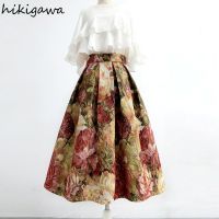 【CW】 Skirts Waist Temperament A-line Jupe Fashion Floral Korean Skirt 2023 Faldas Mujer De Moda