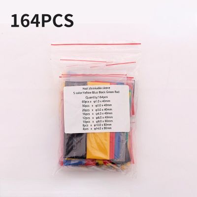 164Pcs/Pack Thermoresistant Tube Heat Shrink Wrapping Kit Shrin Tubing Assorted Size Wire Cable Insulation Sleeving Cable Sleeve Cable Management
