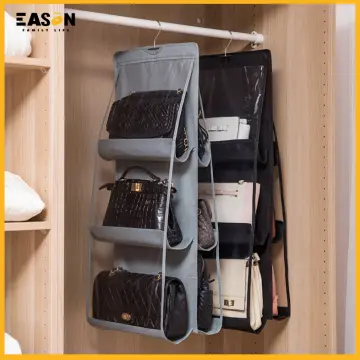 By Choosy Purse Holder Stand Handbag Wall Foldable Hanger Organizer Women Purse  Rack Dust-Proof Storage Latest 6 Pockets : Amazon.in: Home & Kitchen