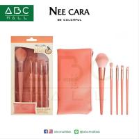 NEE CARA PEACH 5PCS BRUSH SET (N615) : NEECARA ชุด แปรง แต่งหน้า พีช 5ชิ้น+กระเป๋า x 1 ชิ้น abcmall