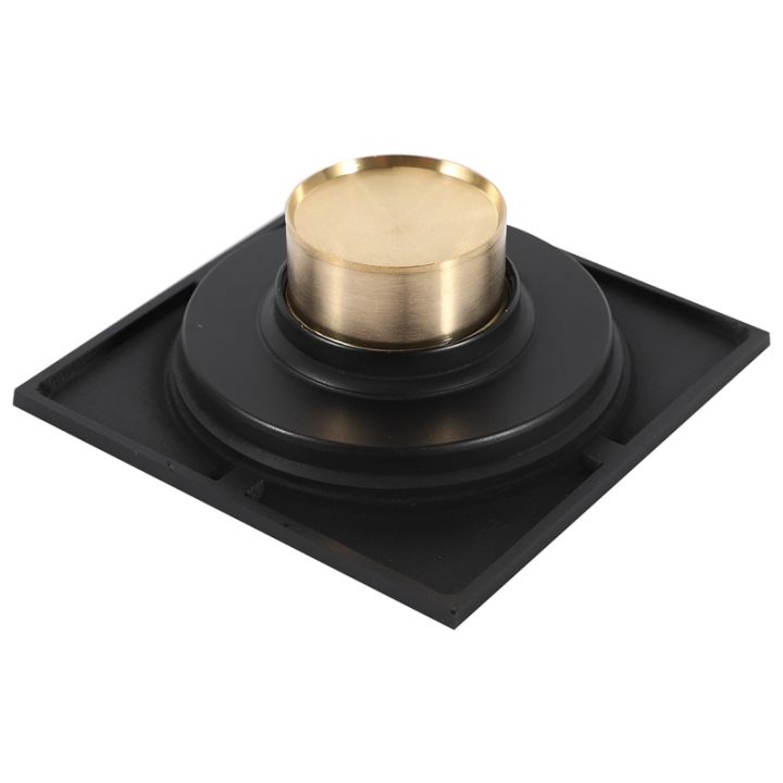 4-inch-square-shower-drain-with-removable-cover-grate-brass-anti-clogging-and-odor-point-floor-drain-assembly-with-hair-catcher-strainer-matte-black