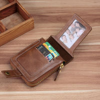 Men Wallet Genuine Leather Luxury Designer Purses Short Zipper Coin Purse Card Holder Chain Portfolio Portomonee Male Walet