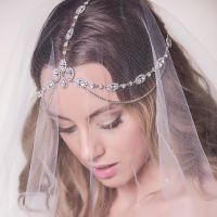 Stonefans Bridal Headband Rhinestone Wedding Hair Chain Headpiece Accessories for Women Crystal Boho Forehead Head Chain Jewelry