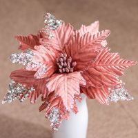 【LZ】♂  Artesanato Glitter Flores artificiais do Natal ornamentos da árvore do Xmas decorações do Feliz Natal para a casa presentes do ano novo