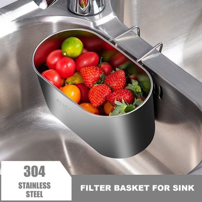 304 Stainless Steel Kitchen Sink Drain Basket, Dishwashing Sink, Hanging Garbage Water Filter Rack, Filter Rack