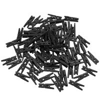 100pcs Wooden Clothespins Small Picture Clips Photo Paper Peg Pin Craft Clips for Crafts Decoration  Hanging Photo ( Black ) Clips Pins Tacks