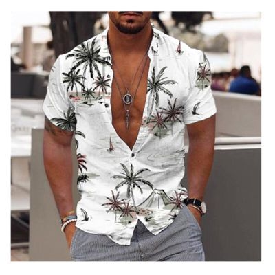 เสื้อลายต้นมะพร้าว2023สำหรับผู้ชายเสื้อฮาวายพิมพ์ลาย3d เสื้อแฟชั่นแขนสั้นชายหาด6xl เสื้อเสื้อยืดชายเสื้อ