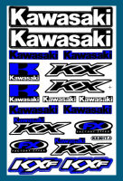 Kawasaki K-X Racing สีน้ำเงิน สติกเกอร์แต่งรถ สำหรับรถมอเตอร์ไซค์ ติดรถยนต์ หมวกกันน็อค โลโก้  Stickers ยอดฮิด จำนวน 1 แผ่น