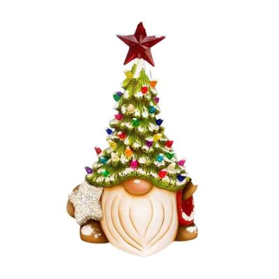Christmas Decoration Xmas Tree Ceramic Gnome Figurines Resin Statue Creative Dwarf Miniatures Ornaments Desktop Decor Crafts
