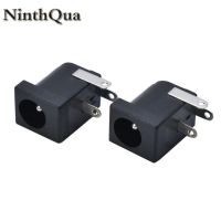 5/10pcs 5.5x2.1 5.5x2.5mm DC-005 Black DC Power Jack Socket DC Connectors Supply Barrel-Type Right Angle PCB Mount Terminal  Wires Leads Adapters