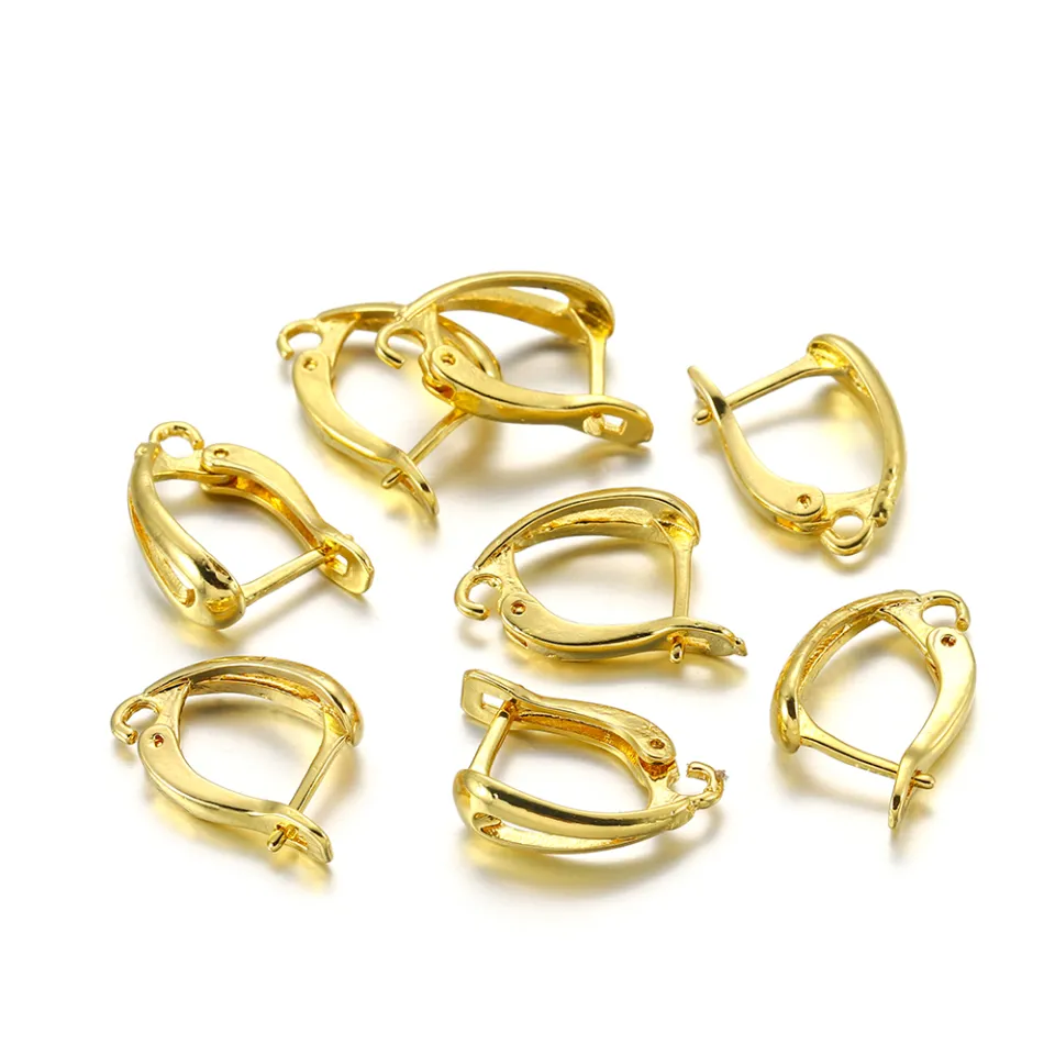 6-12Pcs/lot Gold Color French Earring Hooks Lever Back Open Loop