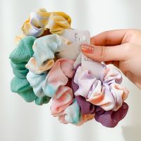 1Pcs Tie-dye Chiffon Large Intestine Ring / Elegant Elastic Hair Ties / Korean INS Style Girls All-match Hair Band