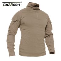 TACVASEN Men Summer Camouflage T-shirts Combat Tactical T Shirt Mens Long Sleeve T-Shirt Hunt Game Training Tee Shirt Clothing