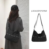 ins high-end niche design sense large bag female 2023 new commuter large-capacity messenger canvas bag 【BYUE】