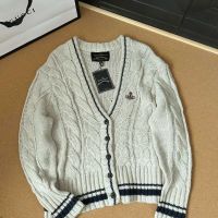 23 Autumn/Winter New Saturn Embroidered V-neck Cardigan Sweater Couple Loose Coat